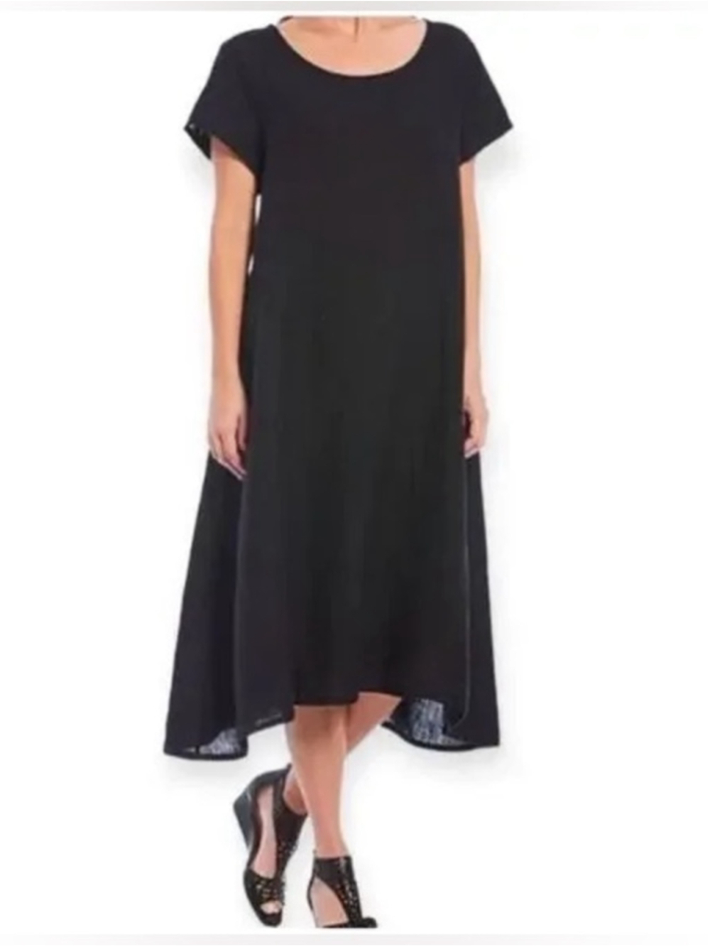 Bryn Walker Black Linen Shift Dress Women’s Extra Small Made in USA Minimalist